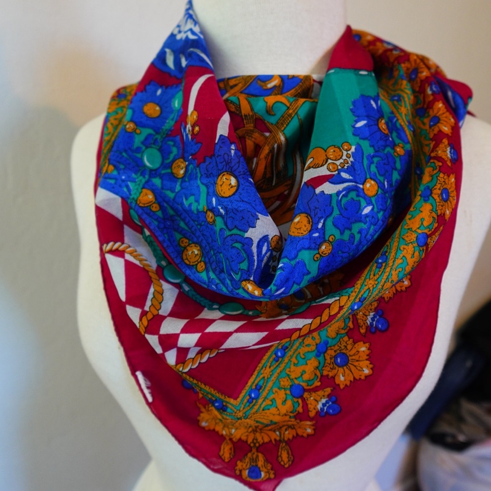 Colorful Patterned Silk Scarf